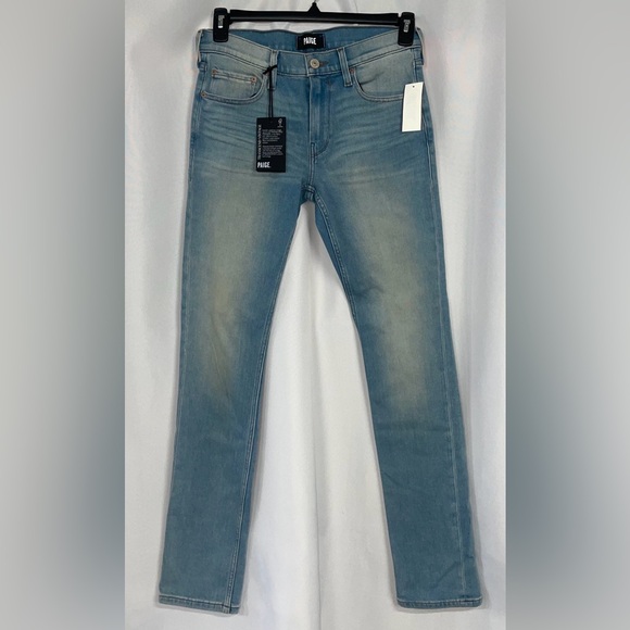 Paige Jeans Mens 29x30 Blue Lennox Slim Stretch Mid Rise Medium Wash Stretch New - Picture 2 of 8